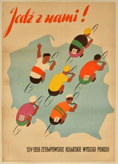 null Poster of the last stage of the Peace Race, on May 13, 1956, which saw the victory...