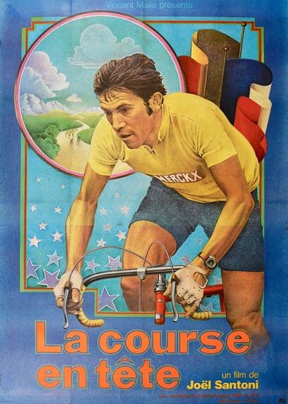 null Poster "La Course en tête" 1974. Eddy Merckx's life and career. Size 112x158...