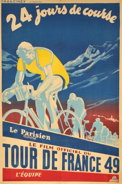 null Affiche du film officiel sur le Tour de France 1949.
«24 jours de course» remporté...