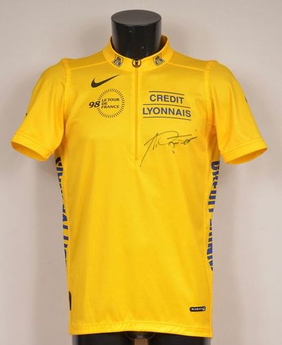 null Marco Pantani. Maillot jaune du Tour de France 1998 signé par le vainqueur du...