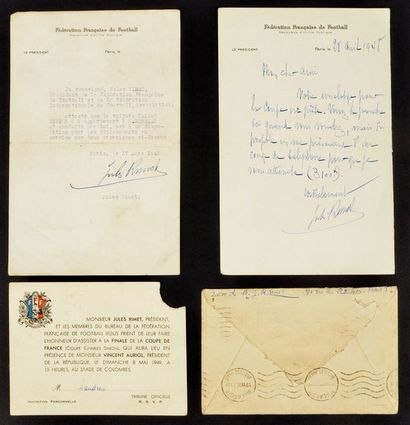 Jules Rimet (1873-1956). Set of letters with headings from the French Football Federation...