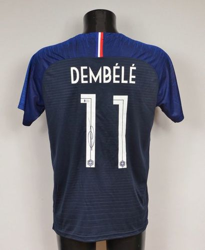 null Ousmane Dembélé. Shirt n°11 of the French team. Authentic signature of the player...