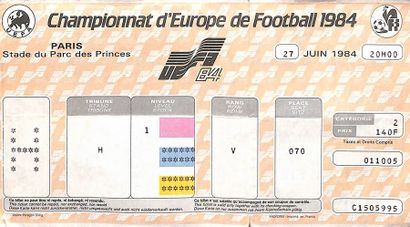 null Billet officiel de la finale du Championnat d'Europe 1984 entre la France et...