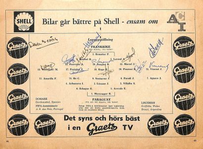 null Ensemble de 2 pages centrales de programmes de la Coupe du Monde 1958 en Suède...