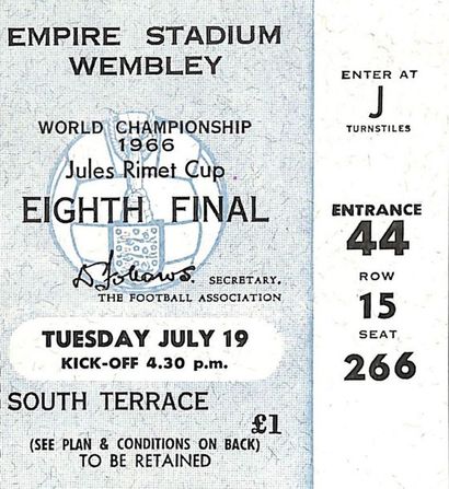 null Set of 5 official tickets for the 1966 World Cup with three 1/8 finals, one...
