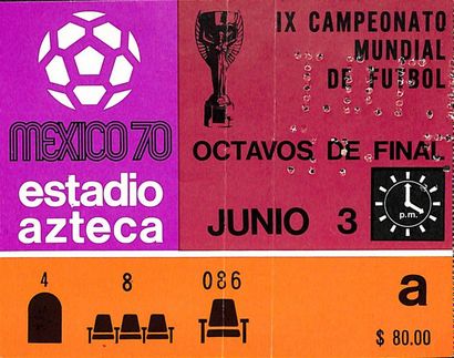 null Ensemble de 4 billets de matches du groupe 1 de la Coupe du Monde 1970 au Mexique...
