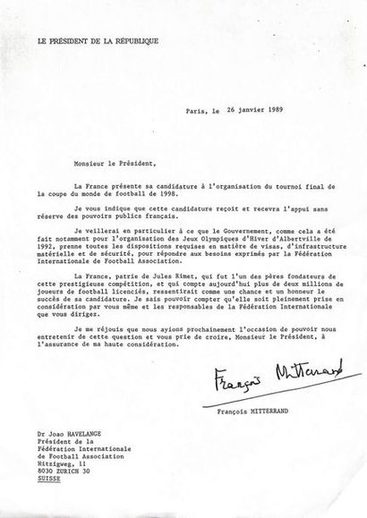 null Rare ensemble de 3 documents officiels sur la candidature de la France à l'organisation...