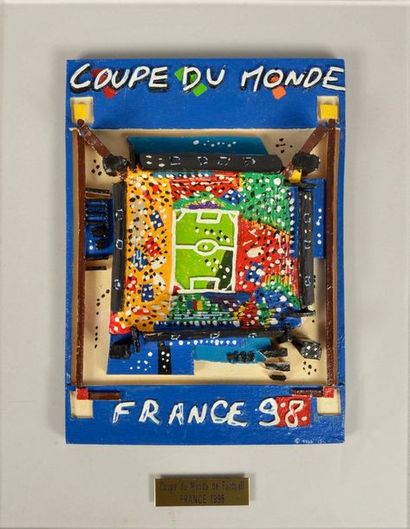 null Resin sculpture representing the generic poster for the 1998 World Cup in France...