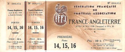 null Official ticket for the friendly meeting between France and England on 26 May...