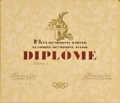 null Virgin diploma from the IInd Olympic Winter Games.
Size 34,5x40 cm. Brand new...