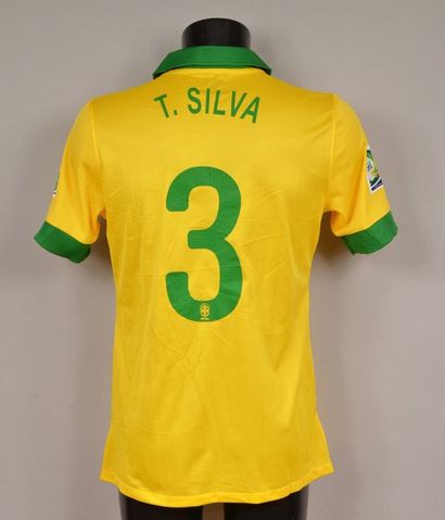 null Thiago Silva. Maillot n°3 du Brésil porté lors de la Coupe des confédérations...