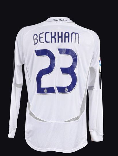 null David Beckham. Real Madrid jersey n°12 worn during the 2005-2006 season of the...