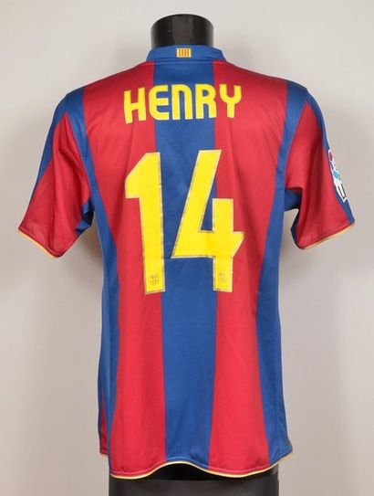 null Thierry Henry. Maillot n°14 du F.C Barcelone porté lors de la saison 2007-2008...