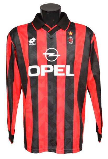 null George Weah. AC Milan jersey No. 9 worn during the 1994-1995 season of the Italian...