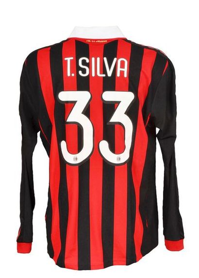 null Thiago Silva. AC Milan jersey n°33 worn during the Champion's League match against...