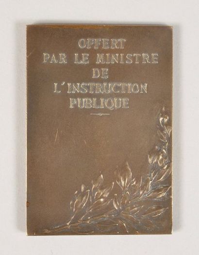 null Bronze plaque offered by "The Minister of Public Education". By F. Vernon......