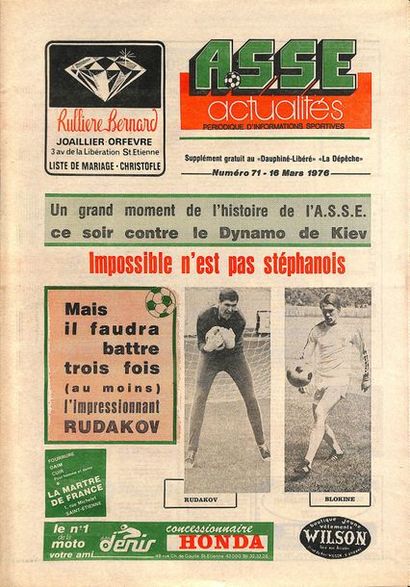 null Official programme of the European Champions Club Cup match between ASSE and...