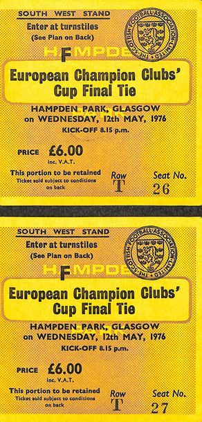 null Set of 2 official tickets for the European Champions Club Cup final between...