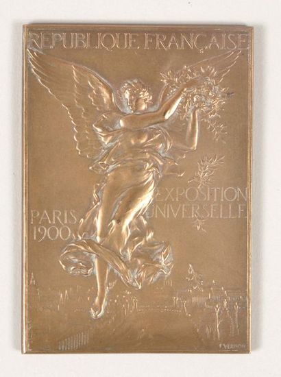 null Bronze plaque for gymnastics events. By F. Vernon. Dim. 41x60 mm. Bronze award...