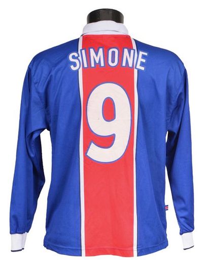 null Marco Simone. Paris Saint-Germain jersey n°9 worn during the 1997-1998 Champions...