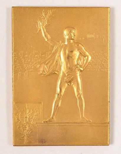 null Gilded bronze plate. "Sports-Leisure-Physical
Education". Offered by the Under-Secretary...
