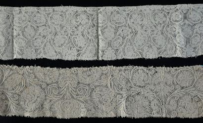 null Bordures en dentelle aux fuseaux, Flandres, vers 1650-60. 

L'une à petits motifs...