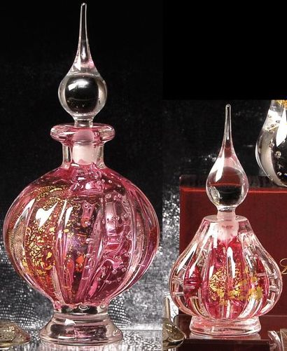 ALAIN STEINMETZ POUR LES PARFUMS CARON - (années 2000) 2 Luxueux flacons en verre...