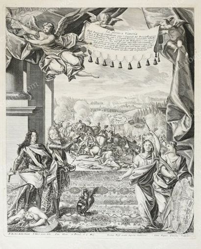 ÉCOLE ALLEMANDE La Gloriosa Vittoria.
Gravure signée Johann August Corvinus (1683-1738),...