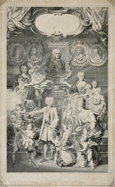 Ecole Italienne du XVIIIe siècle Portrait de la famille royale de Sardaigne.
Gravure...