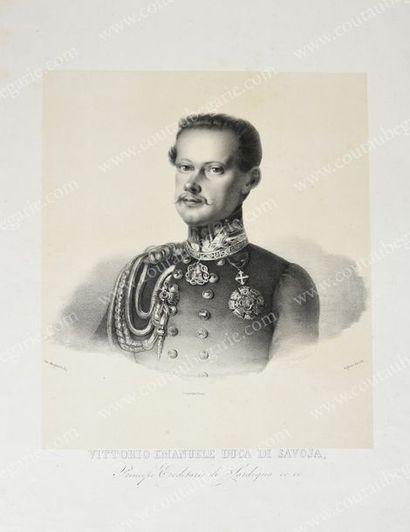 null VICTOR-EMMANUEL II, roi de Sardaigne et d'Italie (1820-1878).
Ensemble de trois...