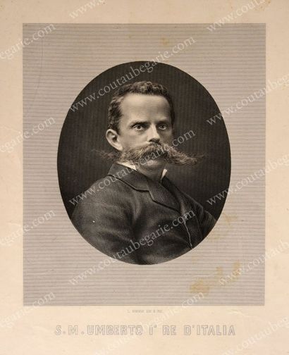 UMBERTO Ier, roi d'Italie (1844-1900) Ensemble de cinq lithographies le représentant...