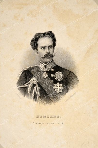UMBERTO Ier, roi d'Italie (1844-1900) Ensemble de cinq lithographies le représentant...
