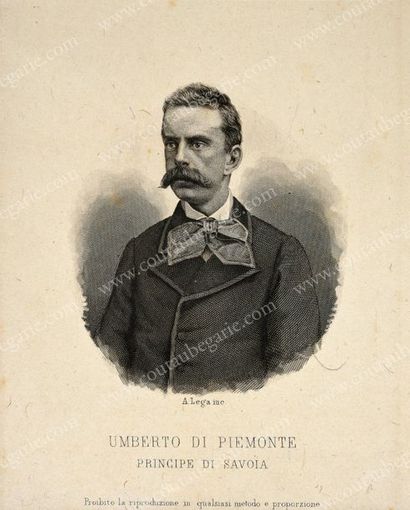 UMBERTO Ier, roi d'Italie (1844-1900) Ensemble de cinq lithographies le représentant...
