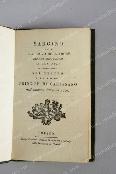 null [BIBLIOTHÈQUE DE LA MAISON DE SAVOIE].
FOPPA Giuseppe (1760-1845). Sargino ossia...