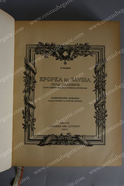 [MAISON DE SAVOIE] MANZONI G. Epopea di Savoia ciclo rapsodico di 500 sonetti con...