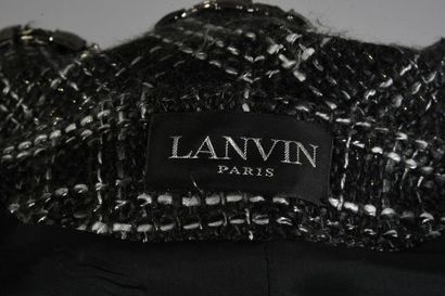 null LANVIN, veste de tailleur, en tweed gris et blanc et lurex or et argent ; boutons...