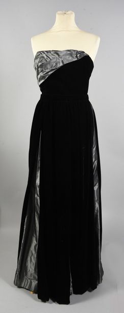 null Paul Louis ORRIER, robe du soir, robe en velours de soie noir et taffetas gris...