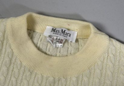 null MAX MARA, pull chaussette en tricot torsadé crème (TBE). T. 38.