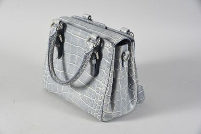 null GIORGIO ARMANI, sac à main en cuir imitant le crocodile de ton ardoise, rabat...