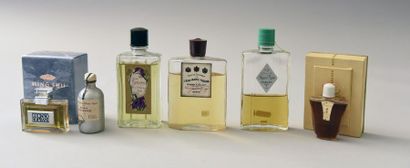 null Divers Parfumeurs – (années 1960-1980) Assortiment de 5 flacons avec PdO : « Lavandes »,...
