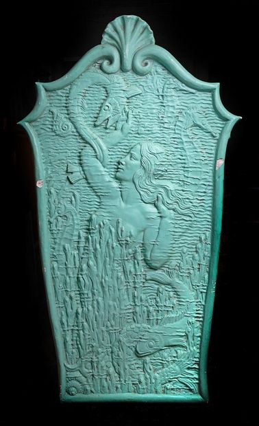 null "La sirène" Bas relief en plâtre peint en turquoise

H : 142 cm (petits acc...