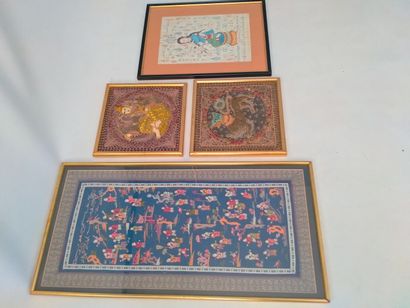 null Ensemble oriental composé de deux tapisseries Indienne et une chinoise XXe