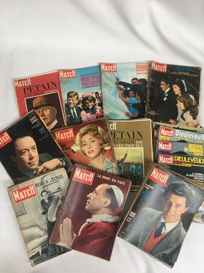 null PARIS MATCH 40 issues from 1951 to 1968 with 4 issues from 1980, 1985, 1986,...