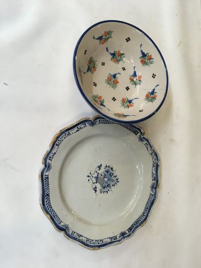 null Rouen earthenware : a dish and a salad bowl