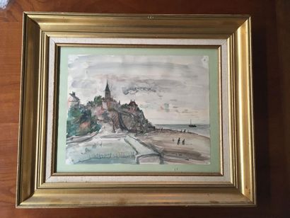 null G. LETERREUX "View on Villerville" Watercolor on paper, dated 1954, signed lower...