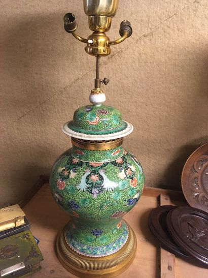 Large Chinese enamel ballustre lamp