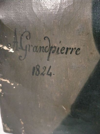 null A.Grandpierre, portrait d'un homme du monde. huile sur toile, Signé en bas à...