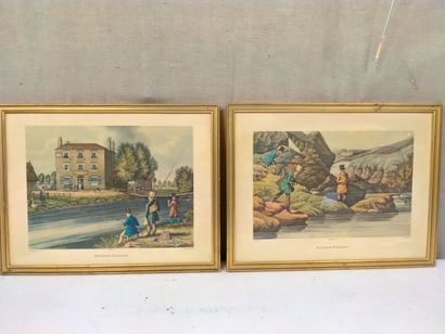 null Ensemble de deux gravures sur la pêche en Angleterre, XIXe 23 x 31cm