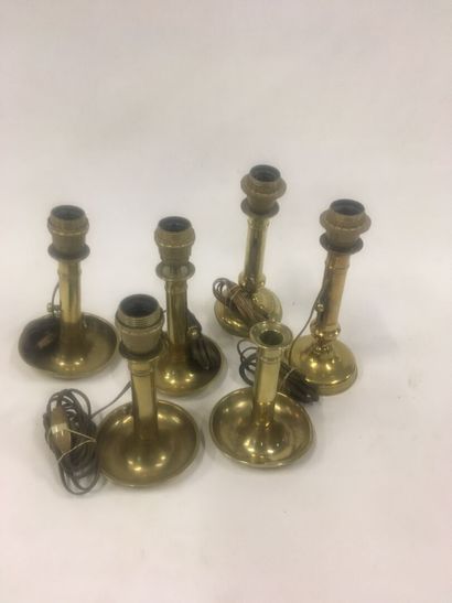 Set of 6 copper candle holders mounted in...