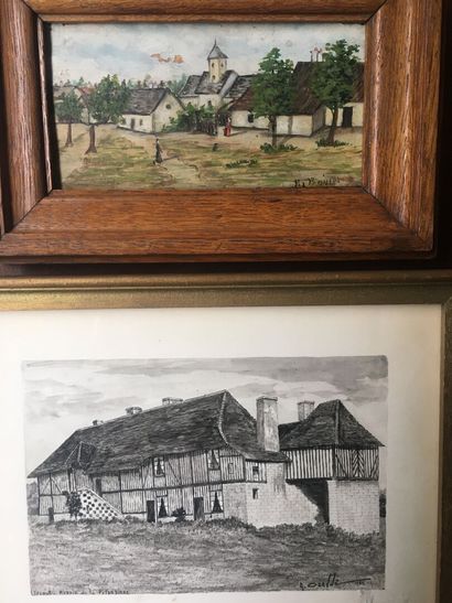 null BOUIN, "vue d'un village" huile sur anneau, Signé en bas à droite. 10 x 20cm

on...